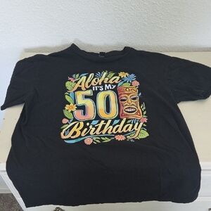 Black Aloha "50th Birthday" Graphic Tee Size Medium MADE IN USA